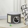 Cat Cave, 2 Levels, Cat House, Plush, Cushion, Sisal Scratching Board, Diameter 40 X 30H Cm, Dark Grey
