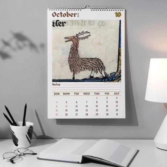 2026 Ugly Medieval Animals Wall Calendar Standard Size Coil Bound Desk Calendar Thick Paper