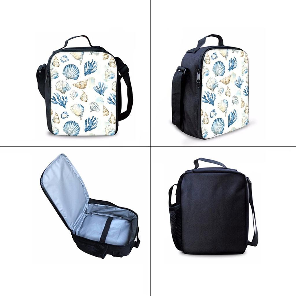 Shell Print Three Piece Backpacks Set for Boy and Girls Best Gifts 2D Flat Cartoon School Bag for Children