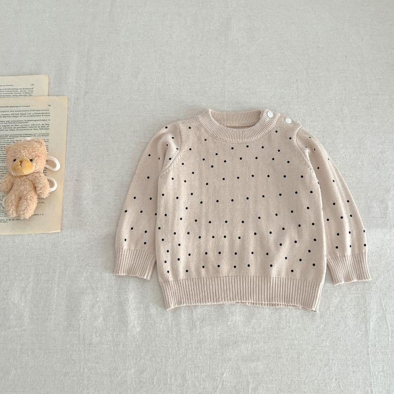 Maglioni per neonati per ragazzo e ragazza, maglione in cotone neonato con scollo tondo a righe e fondo a pois