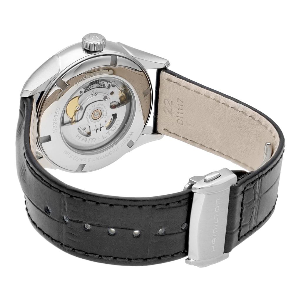 [Hamilton] Reloj Jazzmaster Power Reserve Auto H32635781 Esfera plateada Acero inoxidable Cuerda automática Resistente al agua 5 ATM 42MM Para hombre Negro