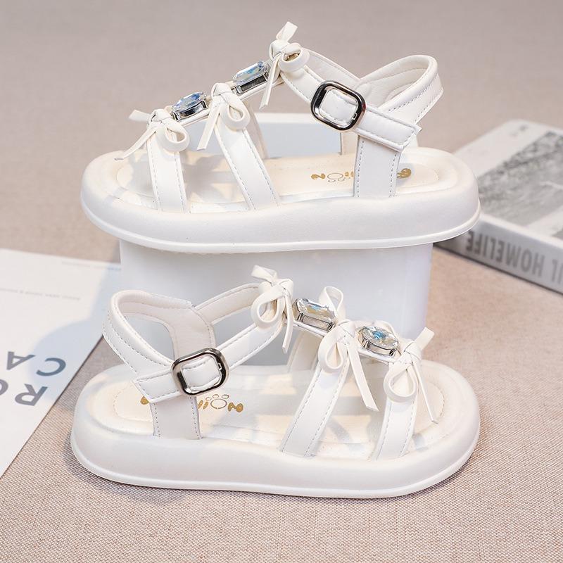 

Summer new style children s sandals, soft sole open-toe princess shoes for girls, fashionable for big kids and little girls, beach shoes 37 білий