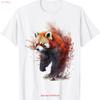 Rood Panda Dierenprint Kunst Liefhebber T-shirt vintage Gewassen streetwear Stijlvolle mode Zacht grafisch Licht ademend Veelzijdig