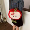 Kawaii Plush Apple Bag For Women Cute Cartoon Red Handbag Large Capacity Furry Tote Bag Multifunctional Crossbody Shoulder Bag