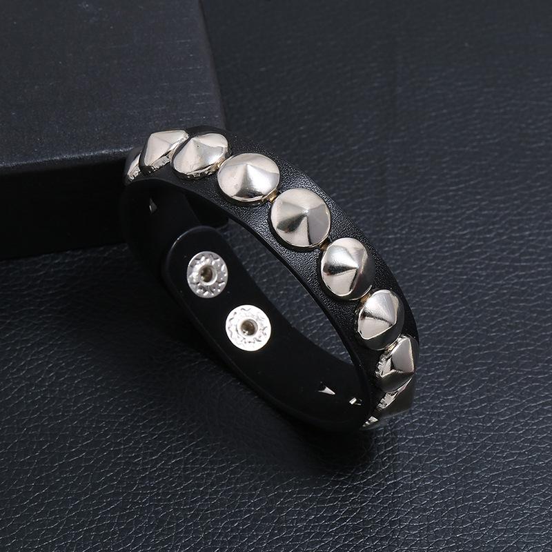 Punk Rock PU Leather Wristband Jewelry Metal Stud Rivet Bangle Leather Bracelets for Men Women