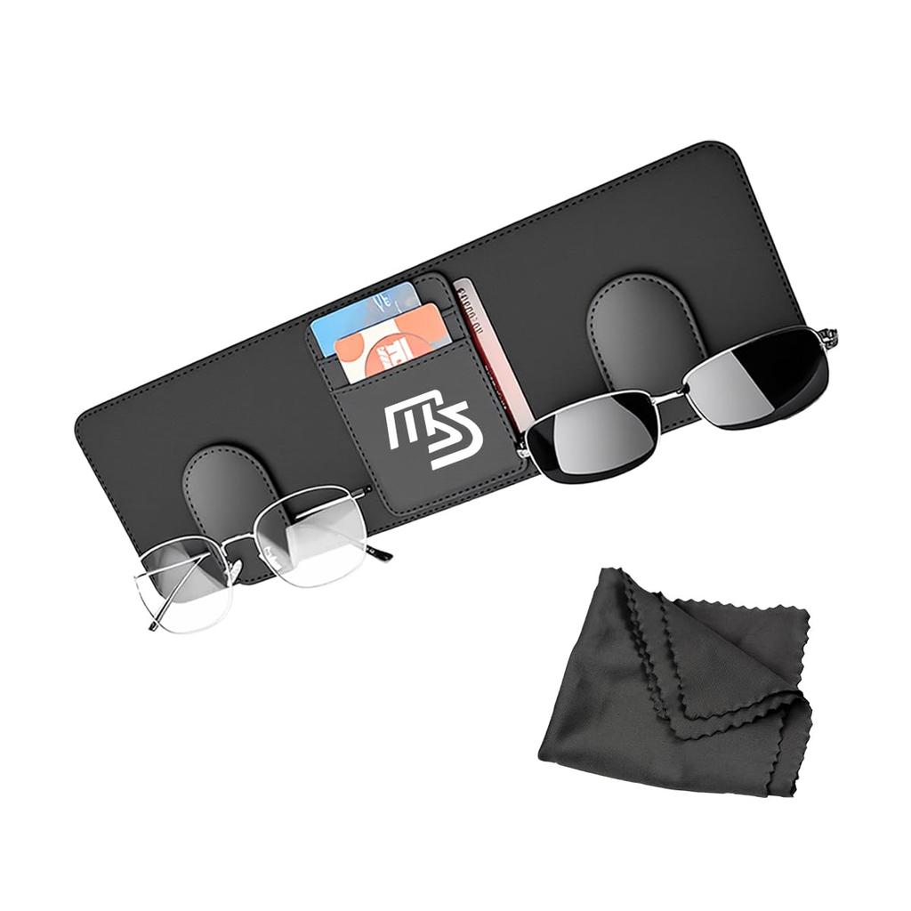Speed Car Sunglasses Holder for Mazda Speed MS52 with Two Glasses Three Card Secure Mount To Sun PU Magnetic Easy To Large Includes Glasses Cloth