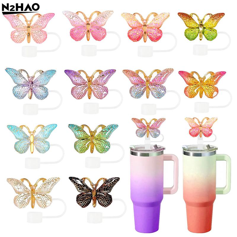 1*Reusable Straw Tips Lids Straw Covers Butterfly Straw Cap Spill Stopper For Water Cup Heat-resistant Dust Proof Straw Plug Cap