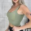 ქალების Crop Top Fitness Tank Top Padded Sport Bra Casual Streetwear Camisole ქალის საცვლების მოსახსნელი ბალიშები Seamless Bra