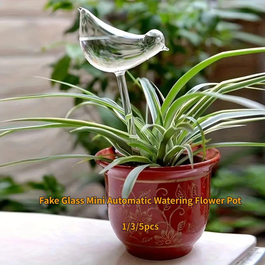 5 pcs Fake Glass Mini Automatic Watering Flower Pot Bird Self-Watering Device Travel Drip Irrigation System