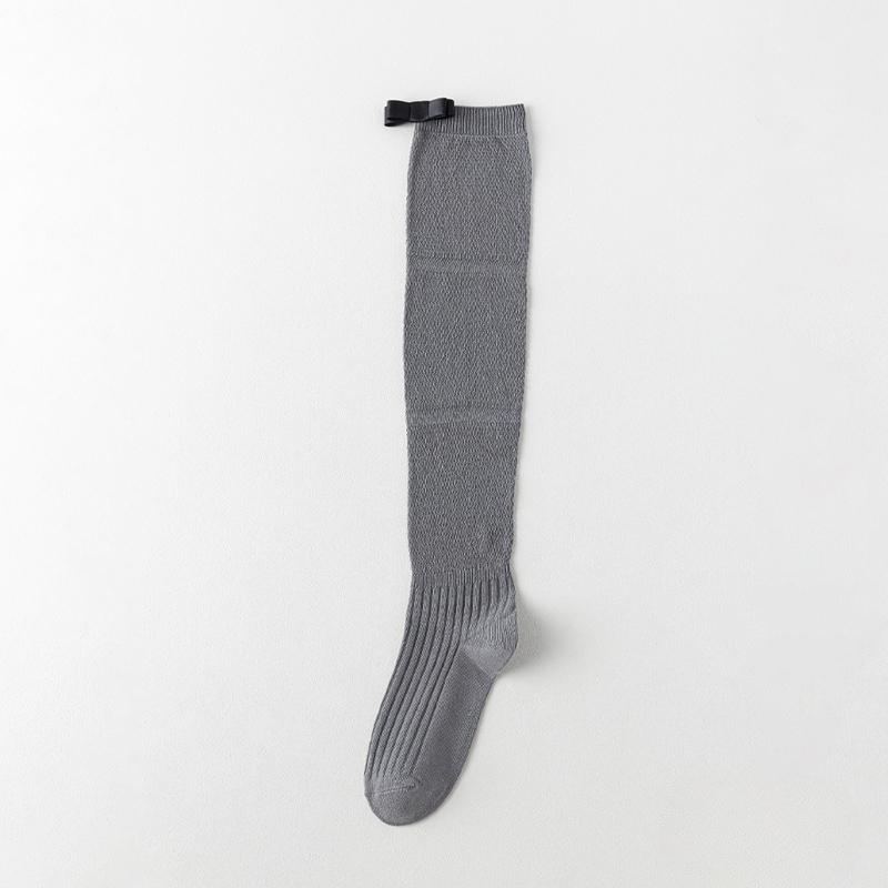 Ballet-style Calf Socks for Women, Thin White Thigh-high Socks for Spring and Summer, Breathable Mesh and Bow Pile Socks