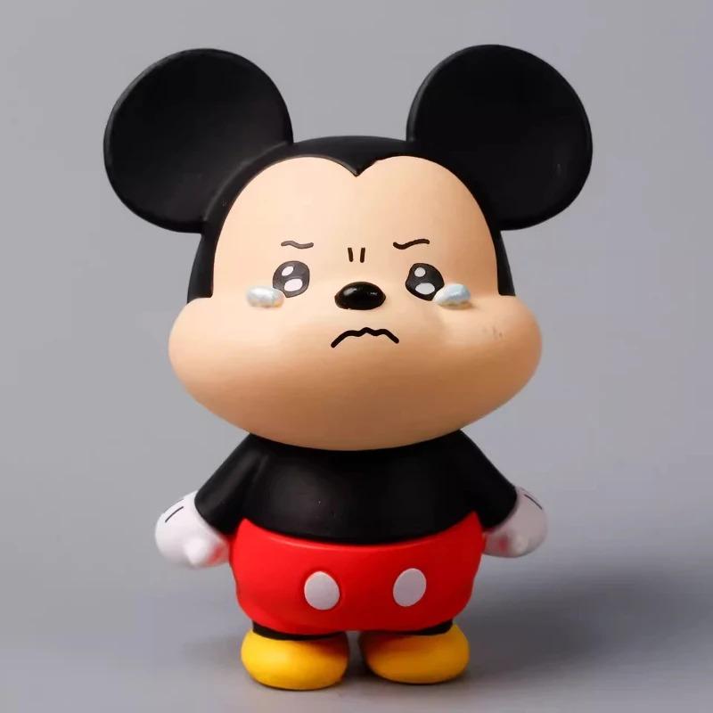 Disney Kawaii Teary Eyed Crying Figure Q Version Figurine Cartoon Keychain Mickey Mary Cat Piglet Mini Ornament Bag Decor Gifts