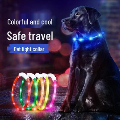Collare LED Luminoso Ricaricabile per Animali Domestici per Cani e Gatti - Collana di Sicurezza Notturna