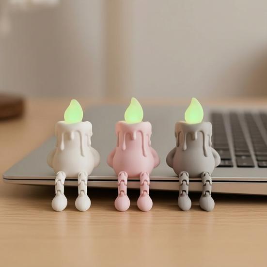 Yousheng 3D Printed Halloween Candle Figurine, Glow-in-the-Dark Spooky Decor with Movable Joints, Creative Desktop Decoration Multiple Colors, Gift