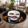White Masked Face with Smiling Teeth Print Round Rug, Living Room, Bedroom, Playroom Carpet, Non Slip Floor Mat, Gift