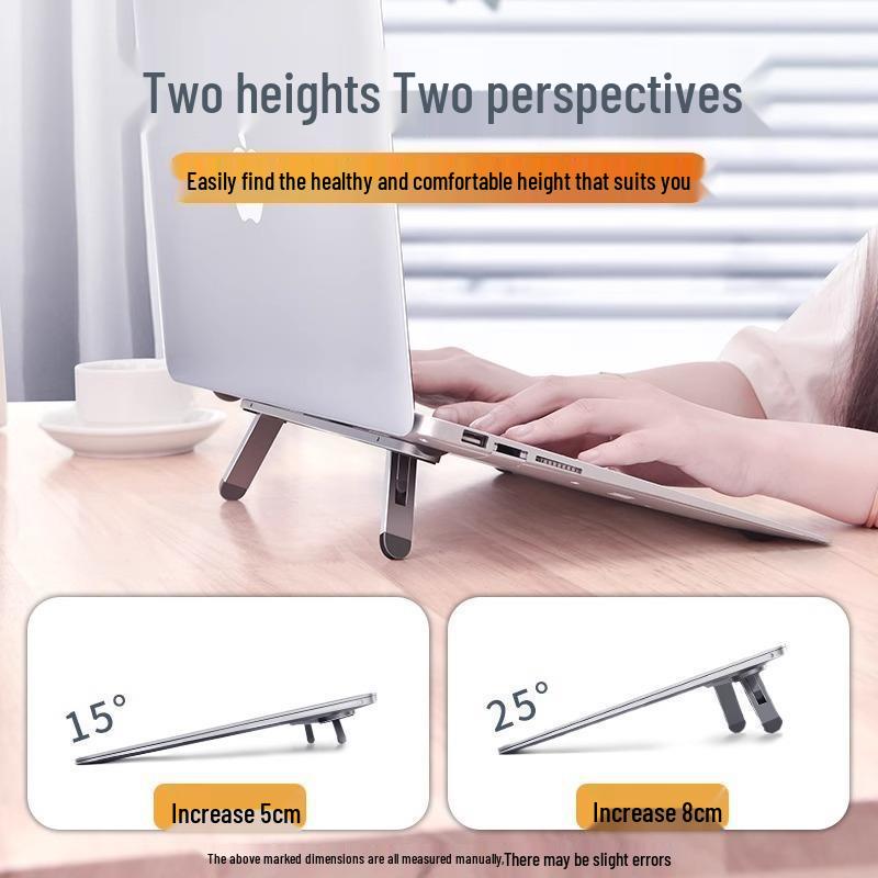Portable Notebook Cooling Stand with Adjustable Height, Creative Design, Bright Finish, Mini Invisible Folding.