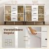 Modern Sideboard with Soft-Close Doors, Buffet Cabinet with 3 Drawers, 2 Glass Doors, Adjustable Shelves, MDF, White