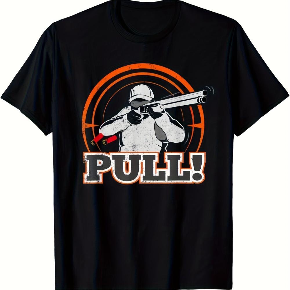 Limited Edition Men's Mud Throwing Ball Trap Shooting Target Pattern Shirt Black with Orange Pr