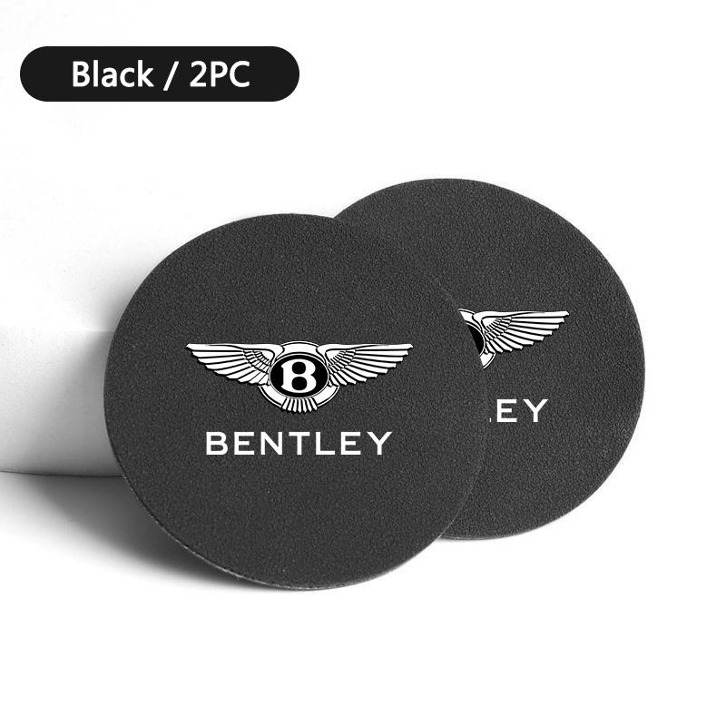 2Pcs Suede Leather Car Water Cup Mat Coaster Pad For New Bentley Flying Spur Continental GT Bentayga Mulsanne Interior Accessory