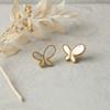 Exquisite and Compact Natural Mother-of-pearl Butterfly Earrings Plated with 18k Real Gold, Simple and Elegant Stainless Steel Earrings
