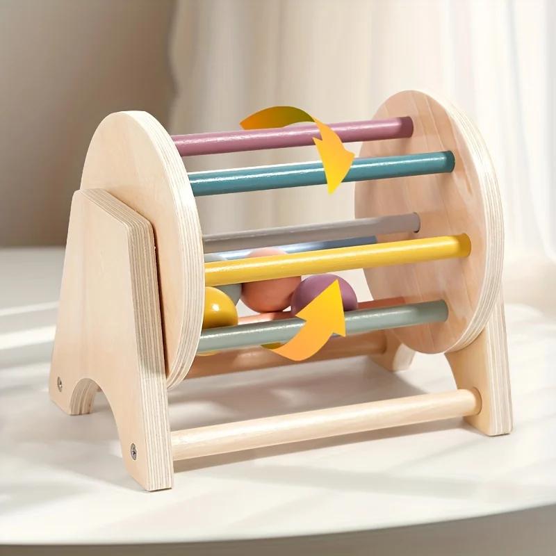 Montessori, Baby Wooden Rolling Drum Fun Tabletop Toy - Exercise Hand-eye Coordination and Fine Motor Skills - Educational Toys