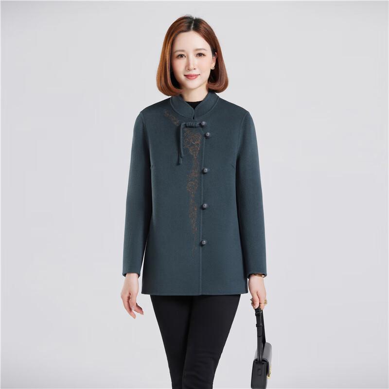 New Chinese Style Double-faced Wool Blend Coat