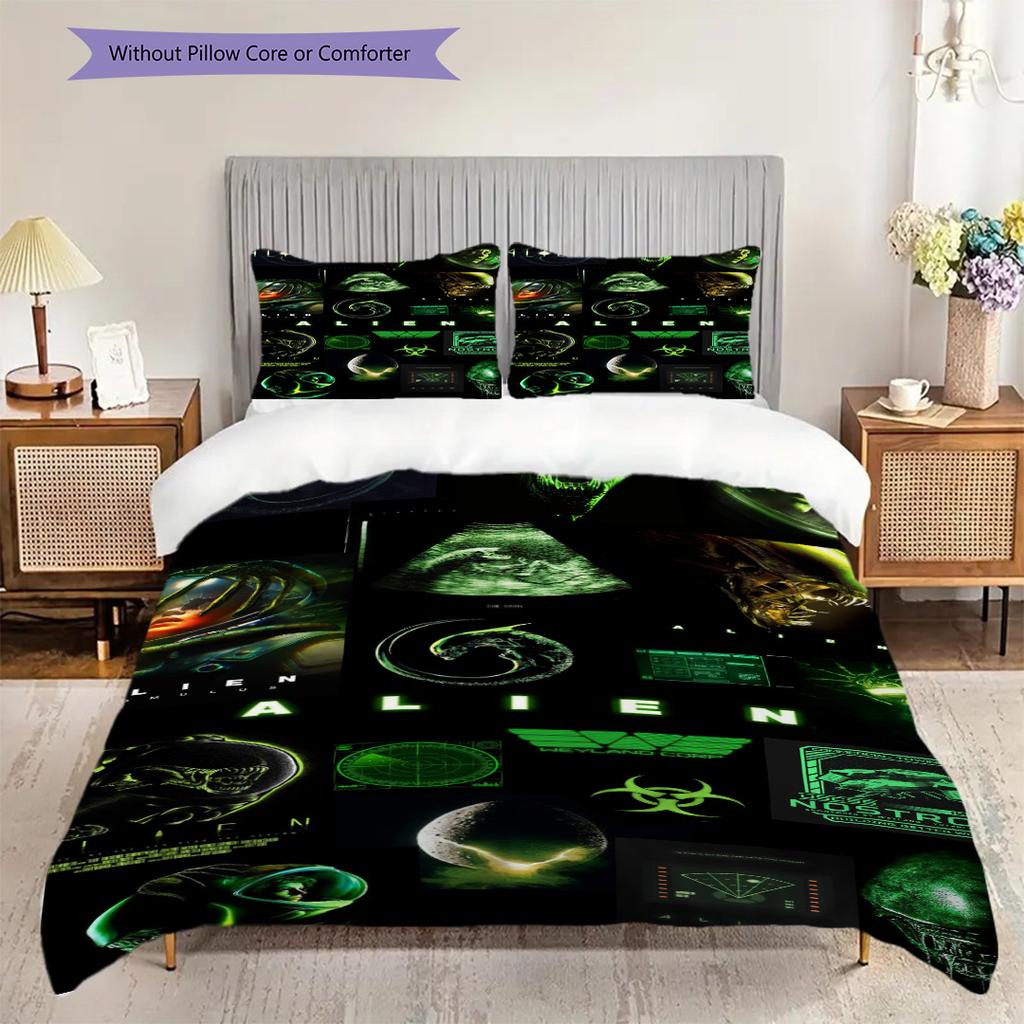 Alien Space Horror Bedding 1 Duvet Cover 2 Pillowcase Without Core Christmas Birthday Gift Duvet Cover And Pillowcase Bedding Set Bedding