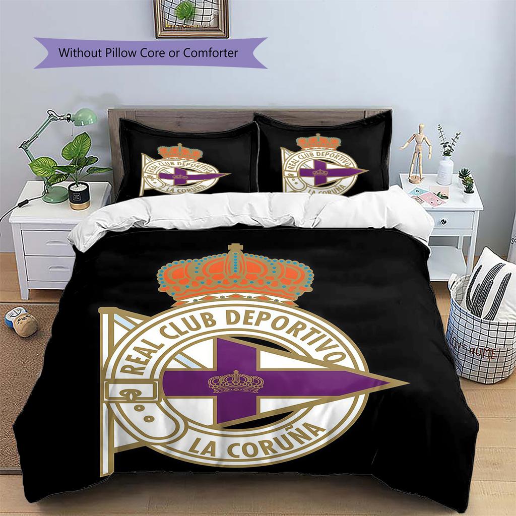 Juego de Colcha con Patrón del Deportivo La Coruña Decoración del Hogar Regalo (1 funda nórdica + 2 fundas de almohada sin relleno.)