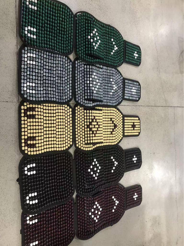 Ventilated Wooden Bead Seat Cushion with Lumbar Support - Breathable, Massage Pad for Car or Office Chair
