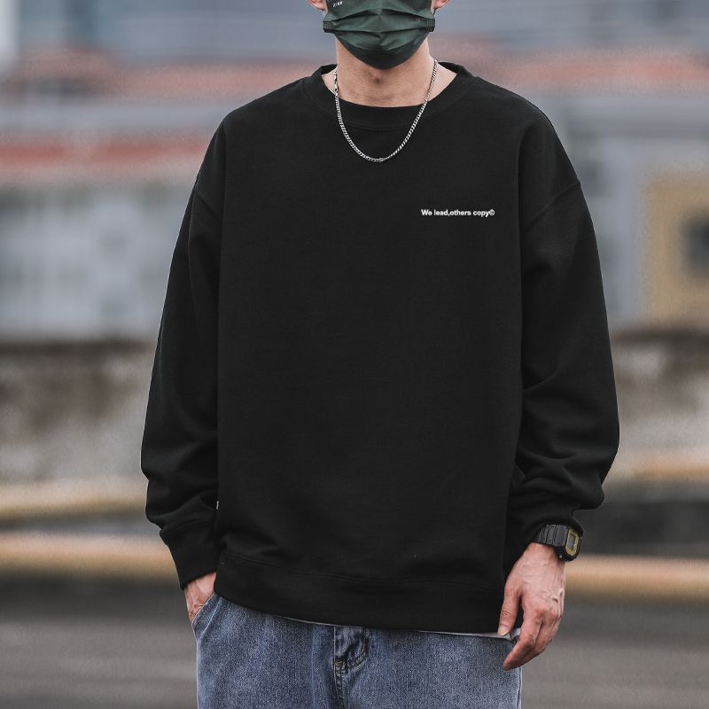 American Retro Autumn 2024 Boyfriend New Patchwork Round Neck Letter Fashion Solid Color Loose Casual Long Sleeved Sweatshirt