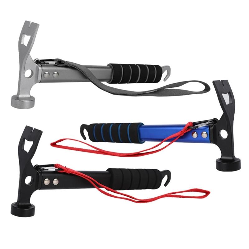 Multifunctional Tent Stake Ergonomic Aluminum Hammer with Sponge Grip For Camping Hiking Outdoor Accessories