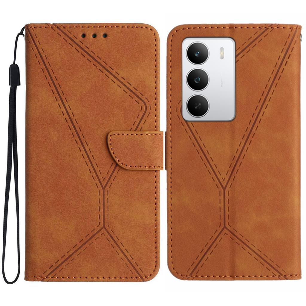 For Realme C71 4G Case Skin Touch Lines Imprinted PU Leather Flip Phone Cover