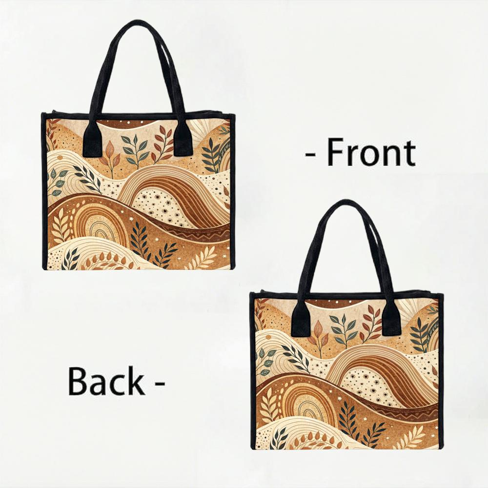 Boho Artistic Tote Bag Casual Daily Use Versatile Carryall Stylish Nature Print Bag
