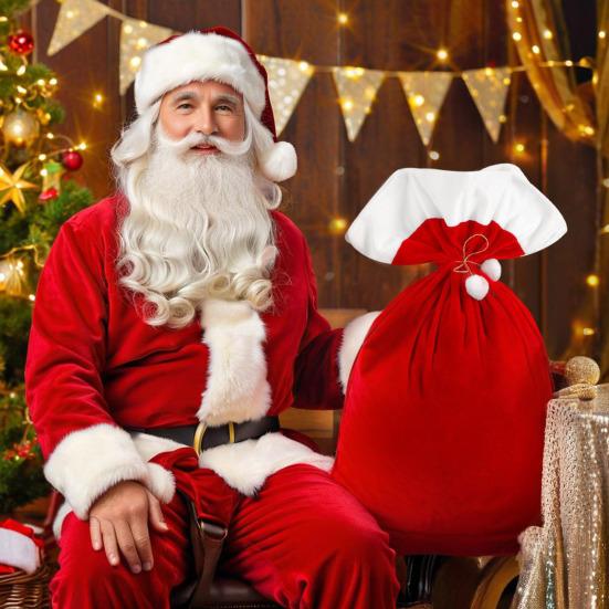 Weihnachtsgeschenktüten Groß Kordelzug Geschenkbeutel für Nikolaussack Süßigkeiten Geschenkaufbewahrung Festlich