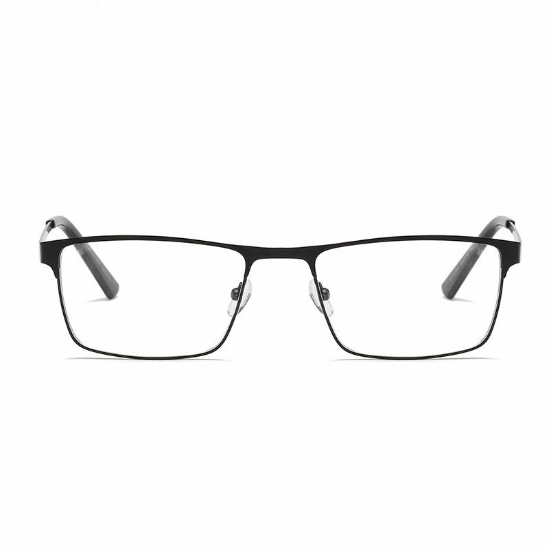 Men Square Metal Large Frame Spring Leg Myopia Glasses Classic Blue Light Blocking Elderly Protection Eyeglasses