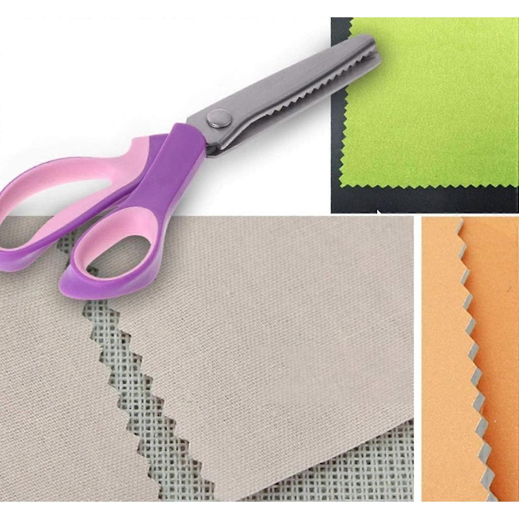 Pinking Scissors 23.5cm Professional Stainless Steel Sewing Scissors For Crafts, For Leather, Cotton, Paper, Fabric (purple) - DD