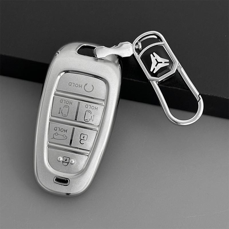 Hyundai Tucson L Quicksand Silver 4-Button Key Case - Korean Car Interior Protective Shell
