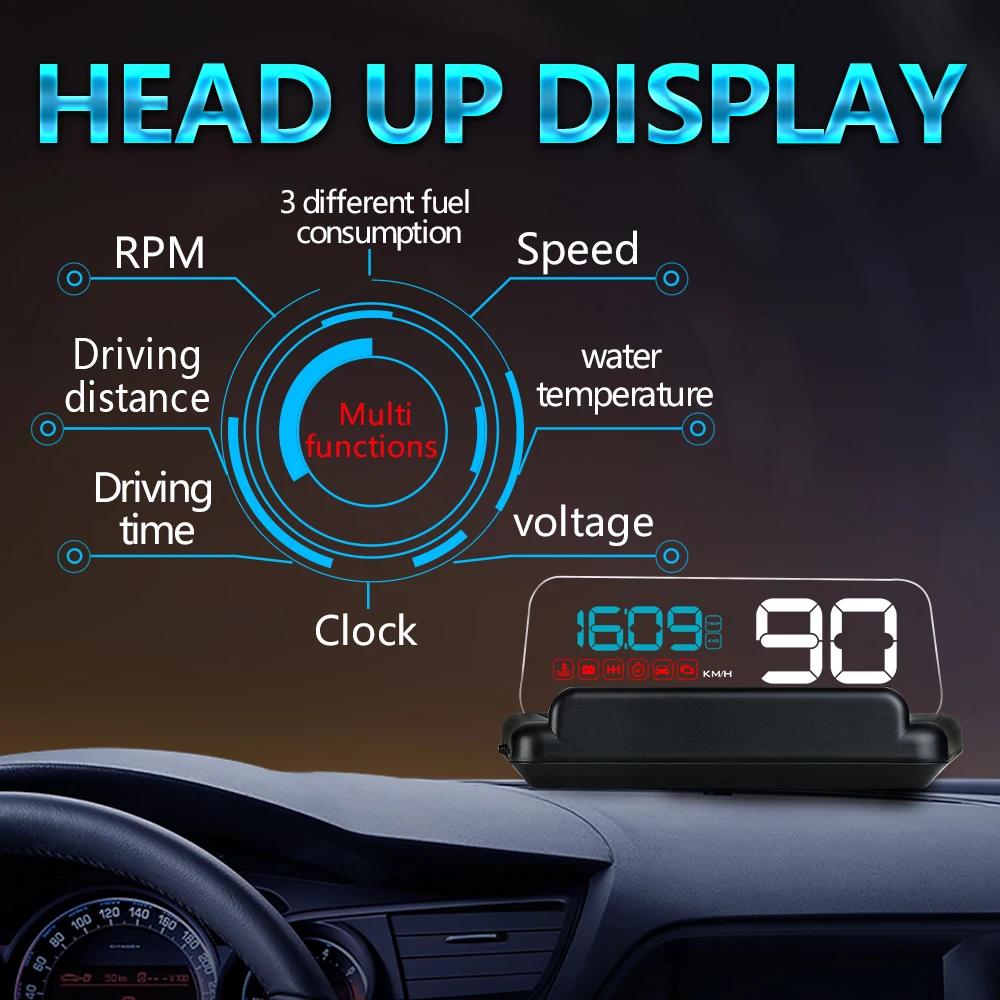 AD OBD/GPS HUD C500 T900 Head Up Display Mirror Projector On Board Computer Alarm Cartronics Accessories Speedometer d
