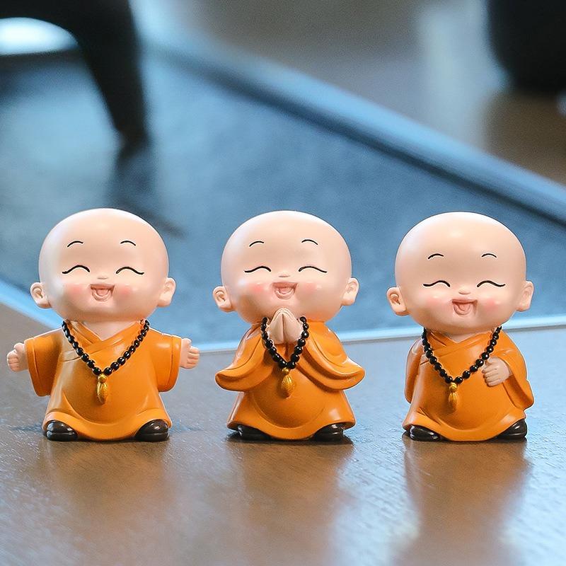 1Pc Chinese Zen Little Monk Ornament Cute Little Novice Desktop Tea Table Tea Pet Tea Table Office Decoration Knick Knack