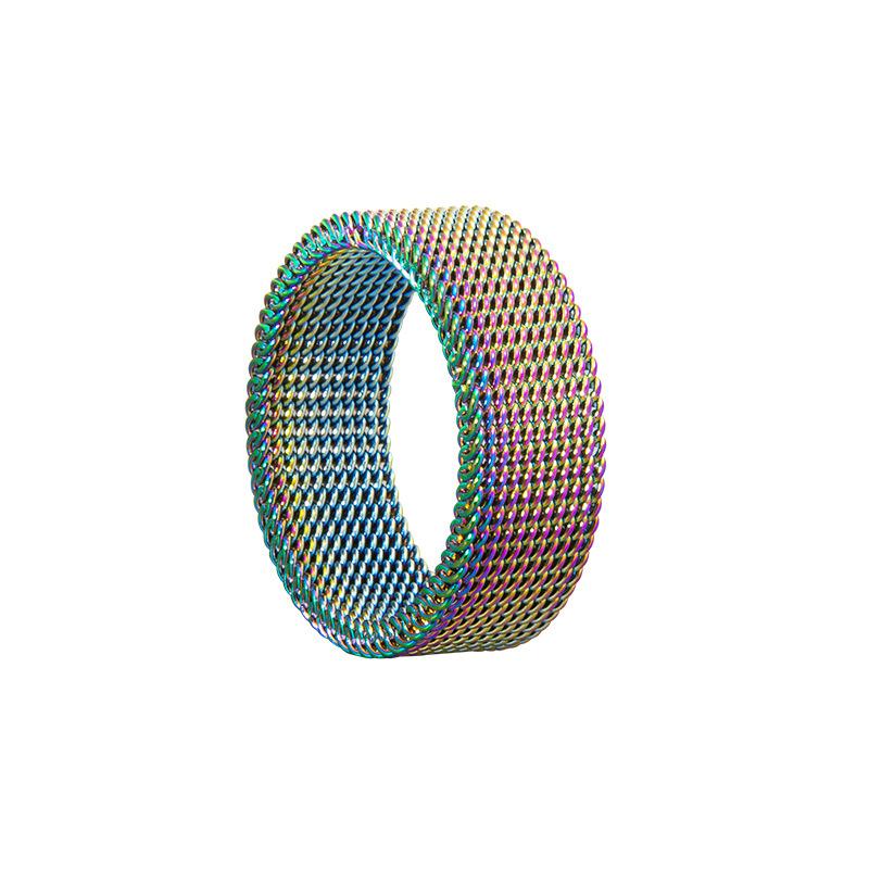 New Mens Modern Stainless Steel Mesh Band Ring 8mm Wide For Men Women Retro Jewelry Gift
