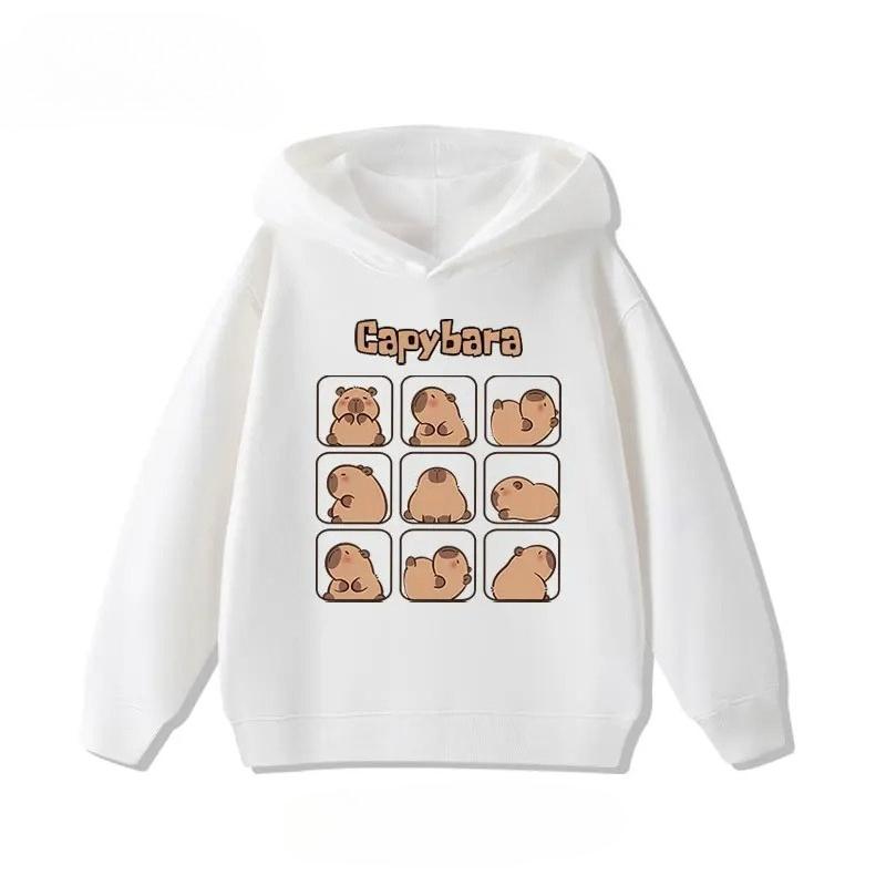 Autumn 3-12Y Cartoon Cute Capybara Print Children's Hooded Hoodies Casual Fashionable Comfortable Boy Girl Sweatshirt Pullover
