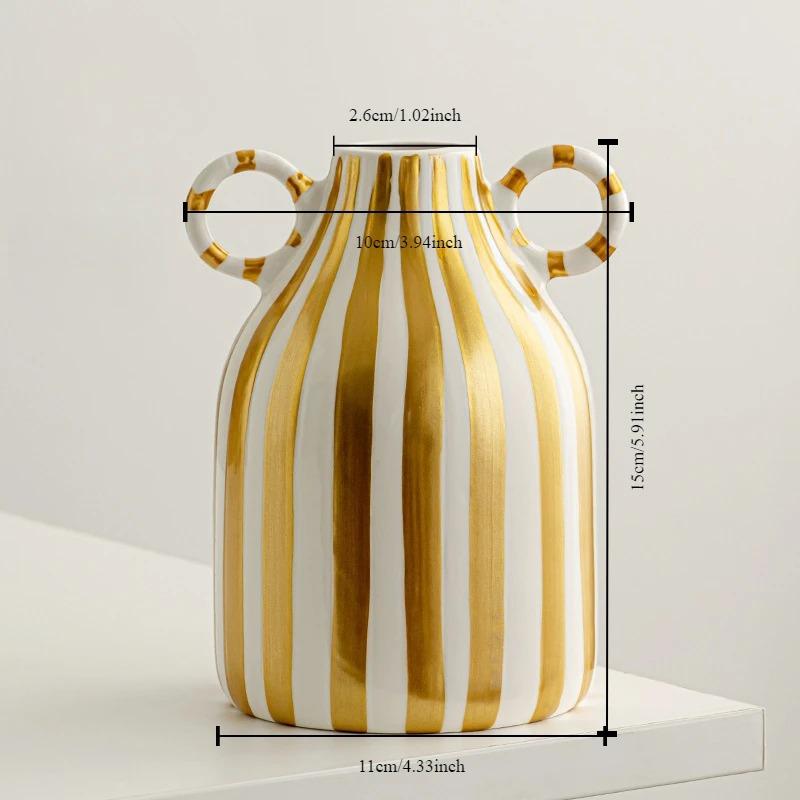 Colorful Hand‑Painted Ceramic Vase – Artistic Multicolor Striped Pottery for Home Décor & Boutique Display