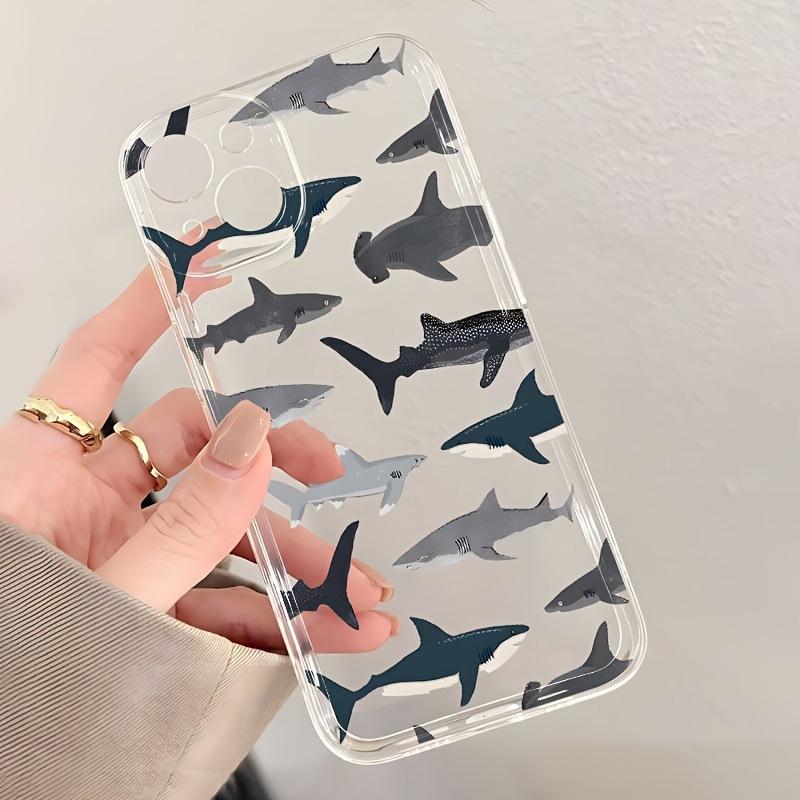 Shark Transparent Phone Case for iPhone 16E/15/14/13/12 Pro Max/11/7 Soft Cover