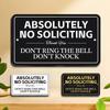 Tin Sign Absolutely No Soliciting Dont Ring The Bell Dont Knock Vintage Metal Wall Plaque for Door Garage Shop Home Decor