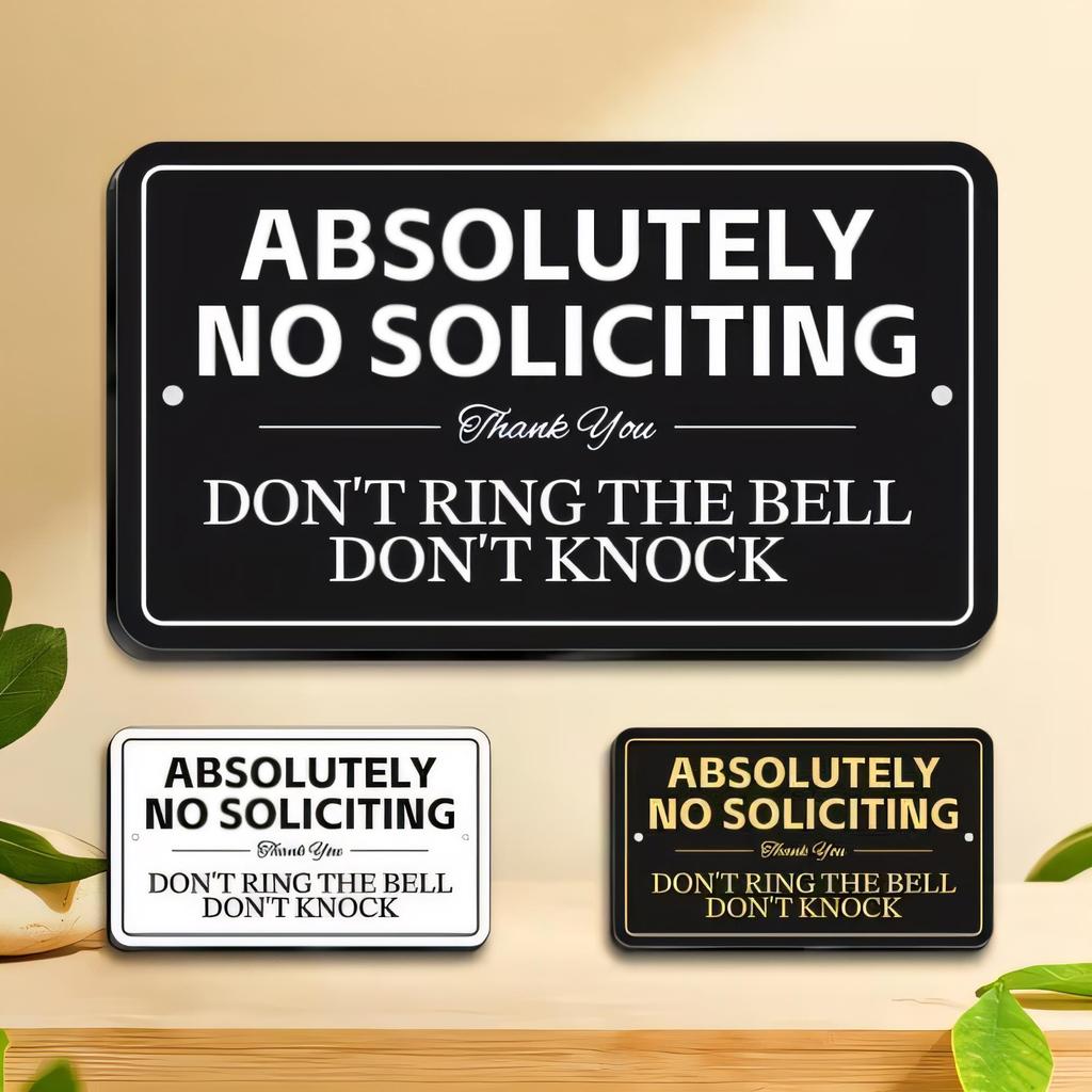 Tin Sign Absolutely No Soliciting Dont Ring The Bell Dont Knock Vintage Metal Wall Plaque for Door Garage Shop Home Decor