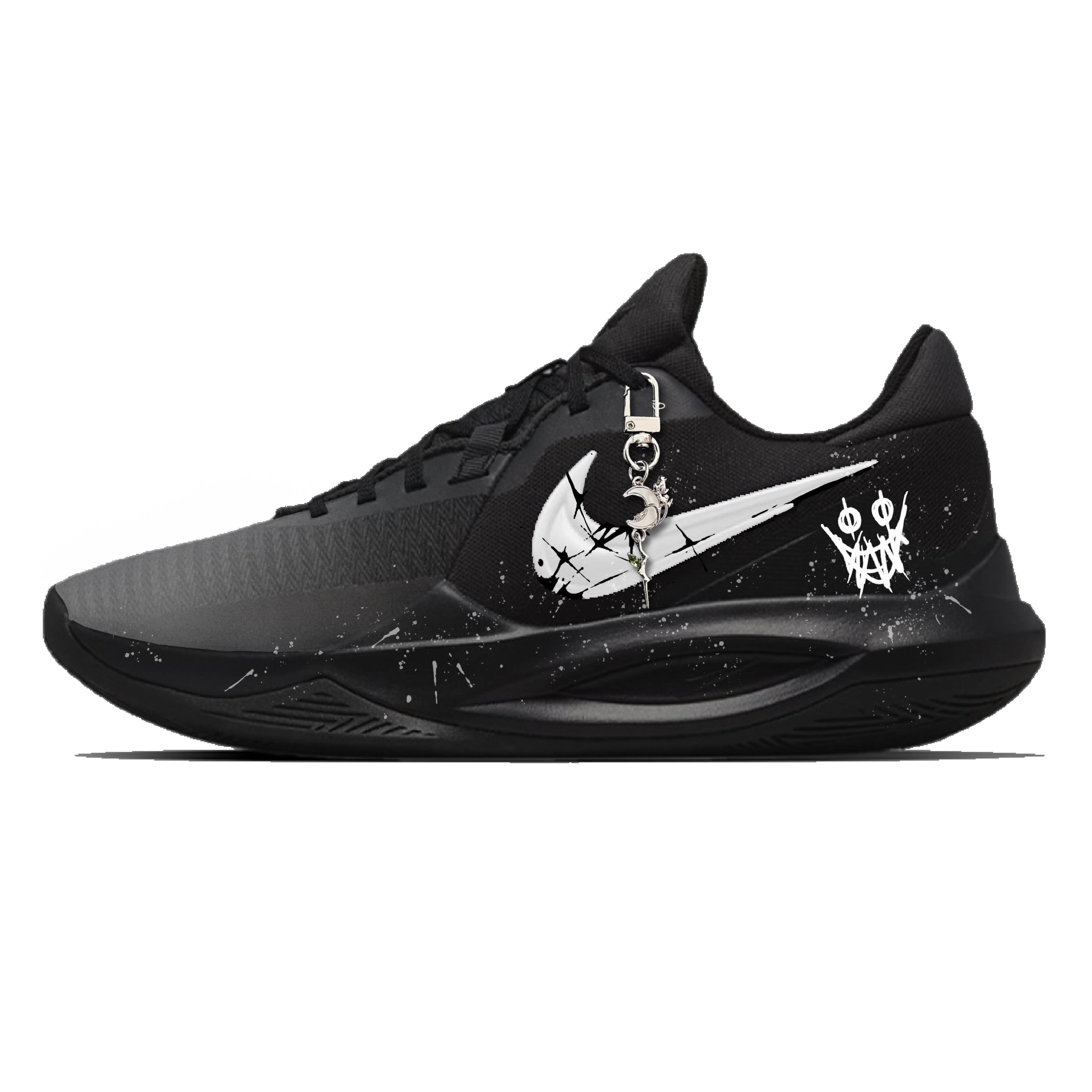 

Nike Precision 6 Moon Boat Fabric Abrasion Resistant Slip Resistant Low top Basketball Shoes Men s Black White IO7605-040(Team1086-) 45