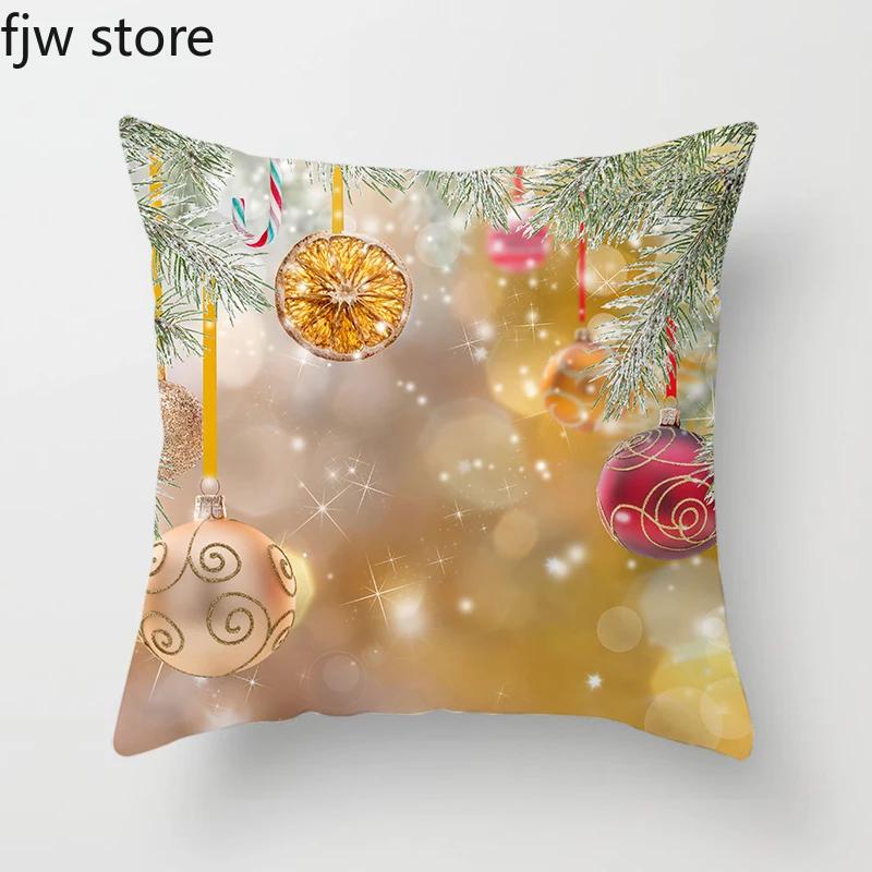 Christmas New Year Decoration Pillowcase  Ball Pendant Printed Throw Pillow Cover Sofa Cushion  Home