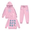Kids' Long Sleeve Loose Pullover Letter Print Drawstring Hooded Sweatshirt Sweatpants Set