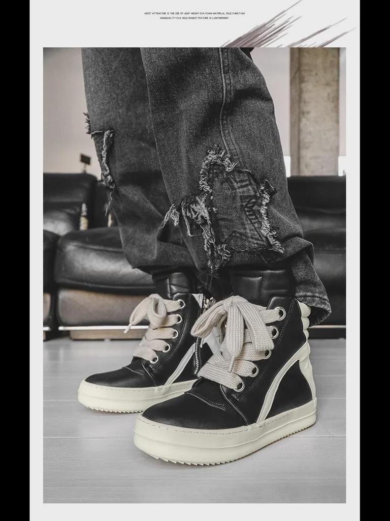 RO High-Top Retro Motorcycle Boots - Men's Versatile Autumn/Winter Casual Sports Footwear X168