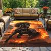 Running horse fire sunset crystal velvet rug bedroom living room decorative carpet animal art dynamic design soft anti slip rug