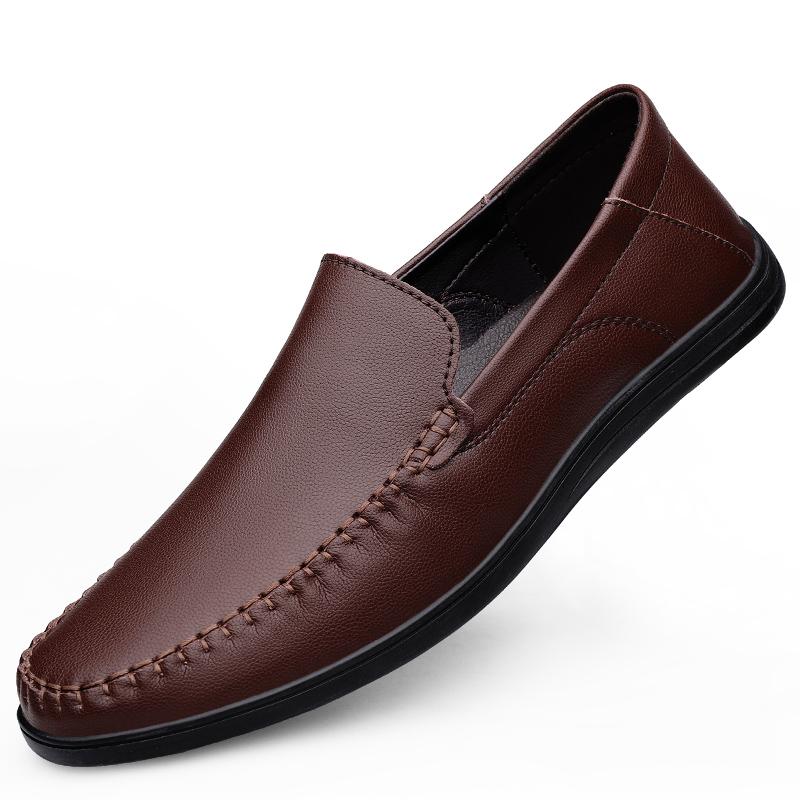 Spring Autumn Mens Casual Loafers Men Loafer Shoes Cow Leather Mocasines Hombre Black Slip-On Italian Men'S Shoes Flat Driving